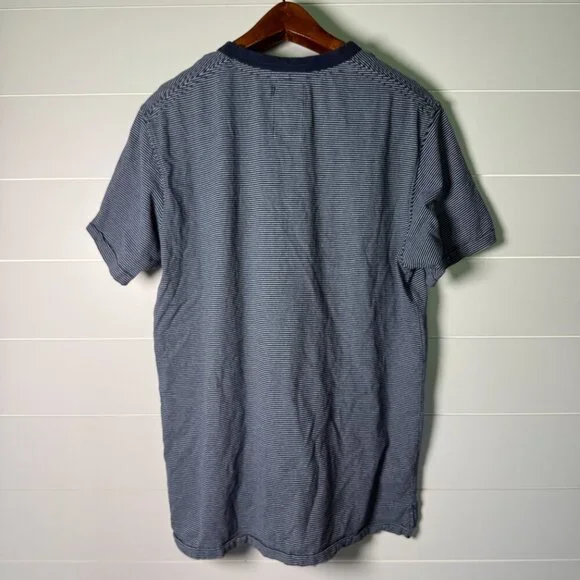 Relwen Men Knit T-Shirt Short Sleeves Navy & White Stripe Size 2X - Picture 3 of 5